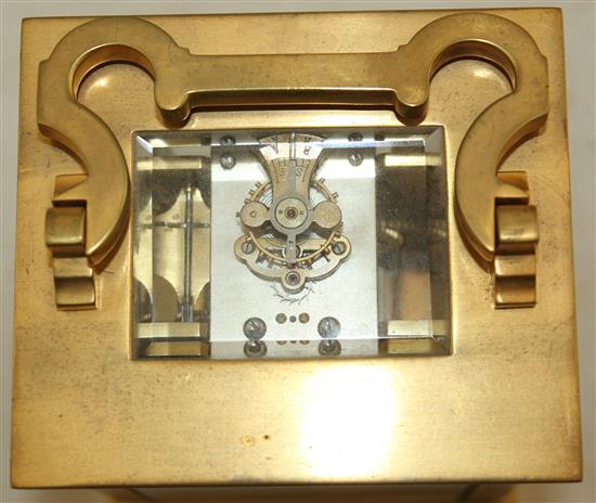 An Edwardian gilt brass carriage clock, 5.5in.